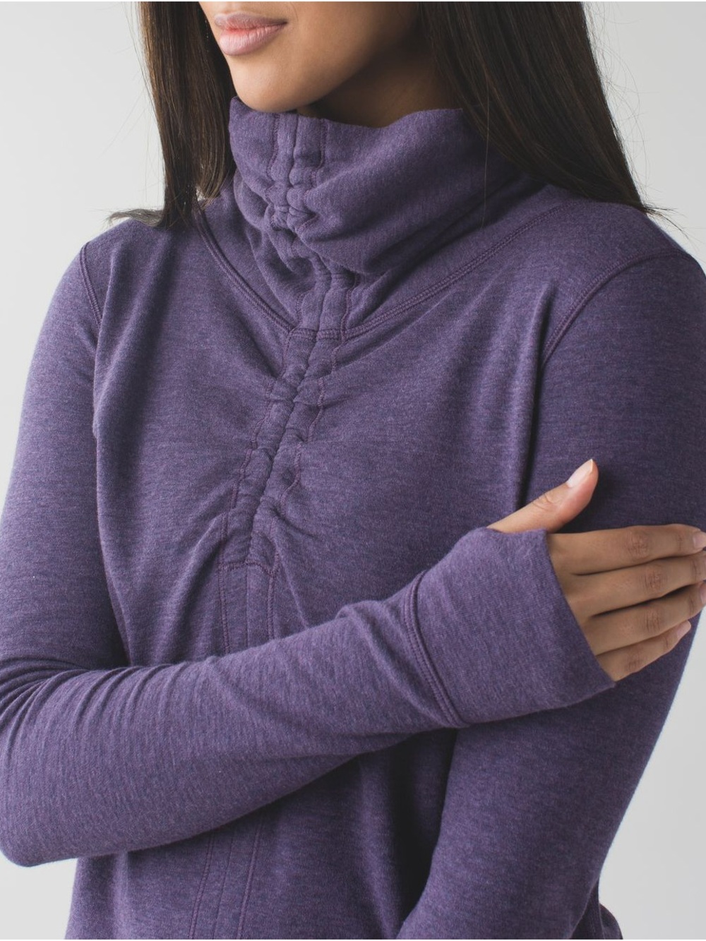 Lululemon In a Cinch Reversible Plum Funnel Neck Pullover Sweater S Cowlneck